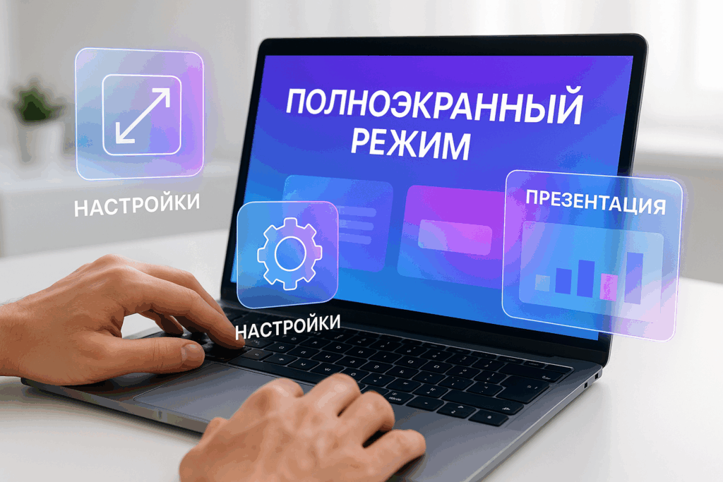 Презентация показывается на половину экрана: настройка полноэкранного режима