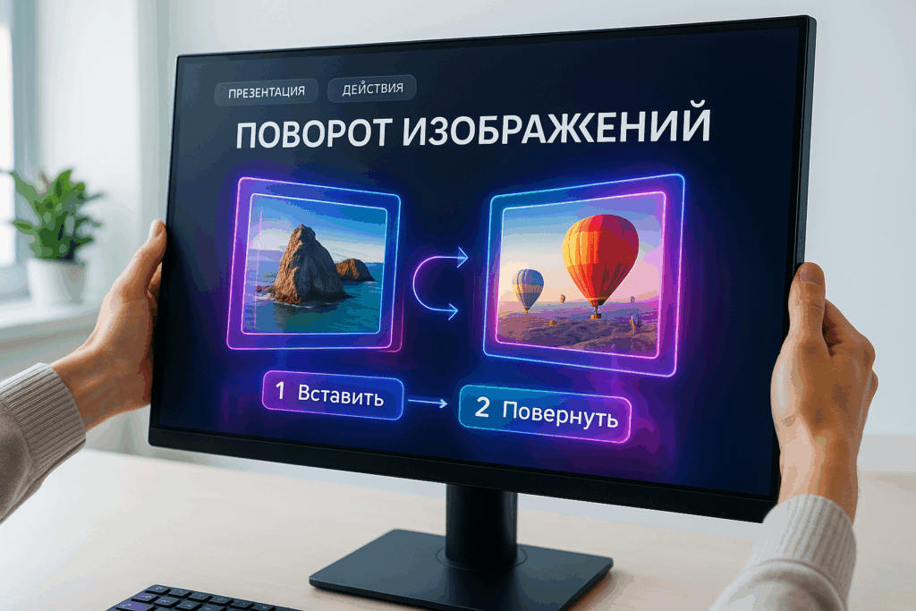 Как повернуть картинку в презентации PowerPoint: поворот изображений за 2 клика