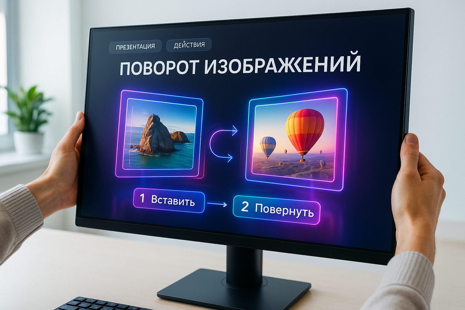 Как повернуть картинку в презентации PowerPoint: поворот изображений за 2 клика